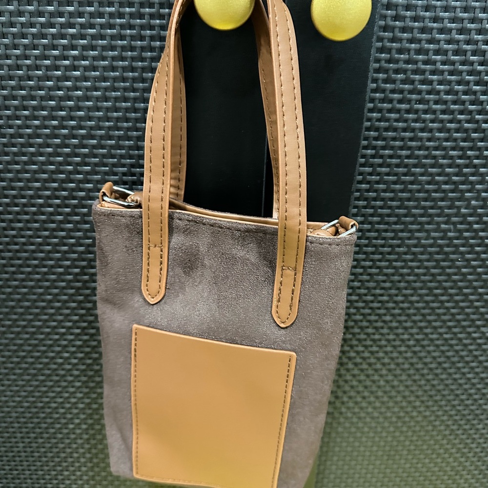 Stylish Tan and Brown Suede Small Hand Bag